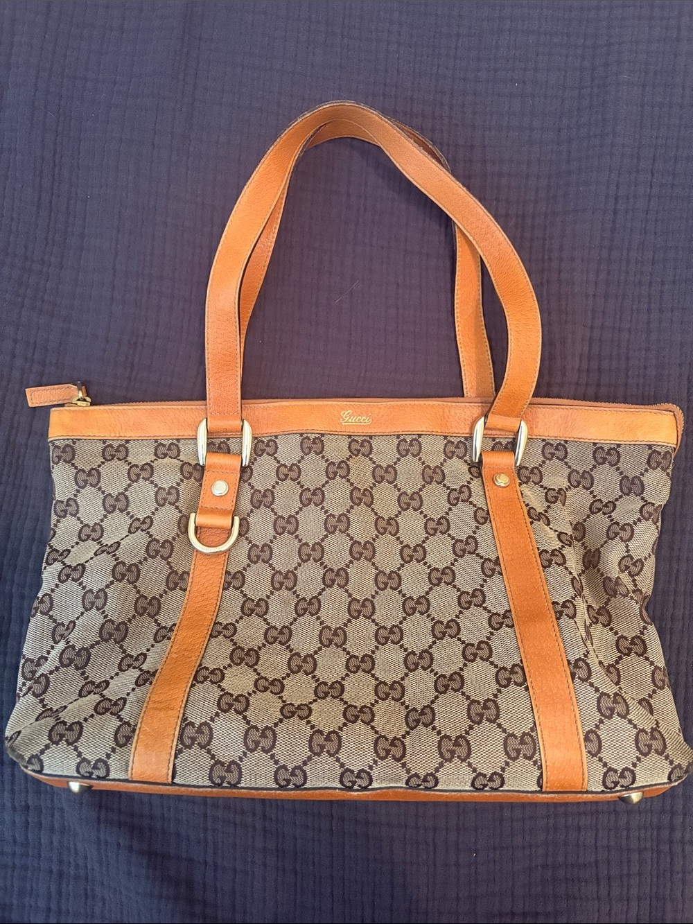Vintage Gucci Beige and Brown Abbey Tote Bag
